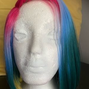 Rainbow wig.